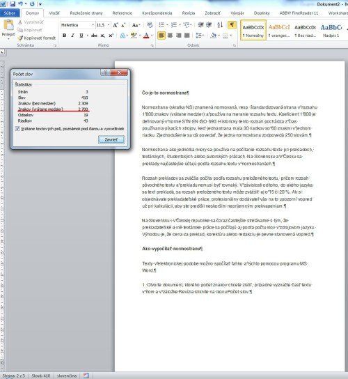 Štatistika MS Word