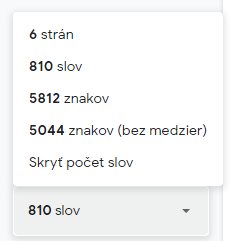 Počet-slov znakov Google docs