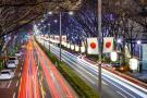Doprava na večenej ulici v Japonsku