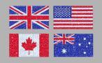 Vlajky Veľkej Británie, USA, Kanady a Austrálie