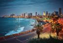 mesto Tel Aviv, západ slnka