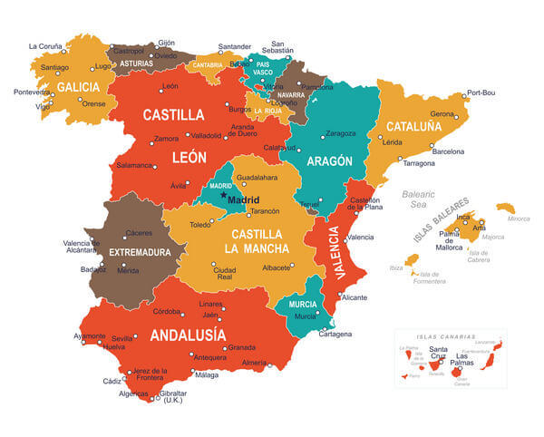 Španielsko mapa provincií