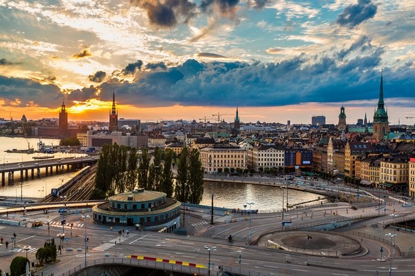 Štokholm pri západe slnka