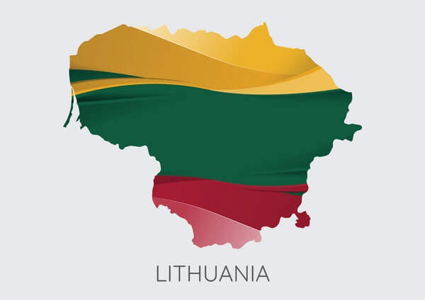 Mapa Litvy vo farbách vlajky