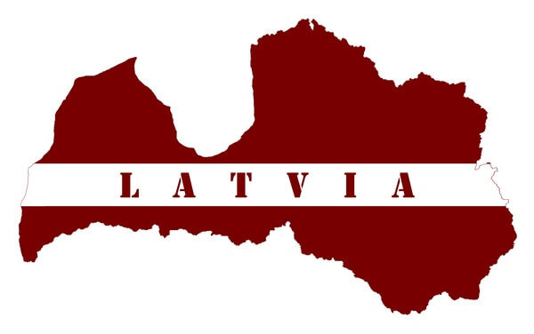 mapa vo farbách Lotyšska