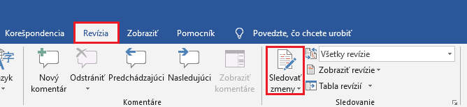 sledovanie zmien MS word