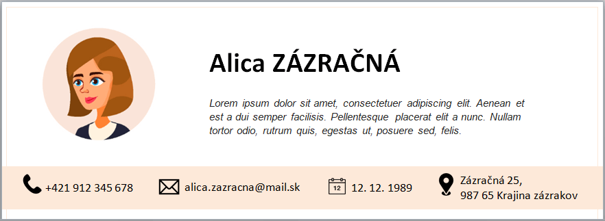 Príklad správne uvedených osobných údajov